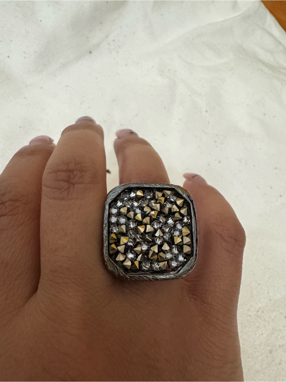 Paved Crystal and Gold Accent Square Statement Ring - Nordstrom Women's Jewelry